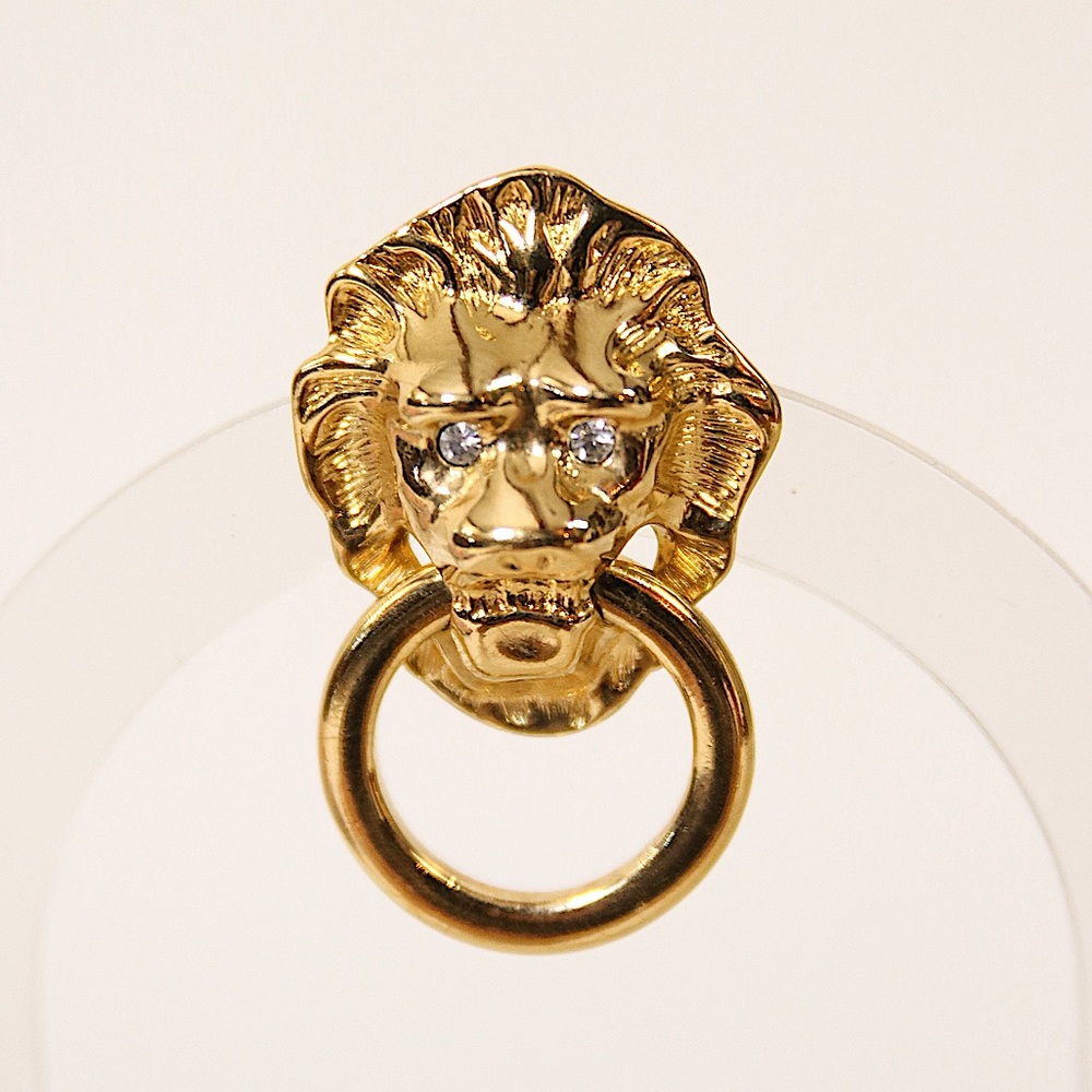 Vintage 1986 KJL Kenneth Jay Lane For Avon Lion Door Knocker Clip On Earrings